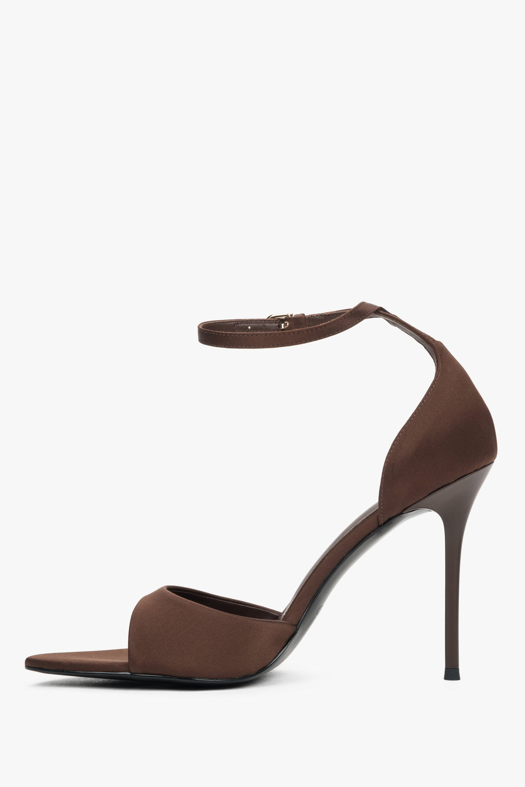 Low view of women's brown high heel sandals by Estro