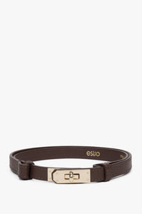 Women's Brown Belt made of Premium Italian Genuine Leather with Gold Buckle Estro ER00118161.