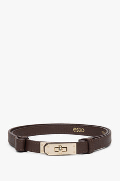 Women's Brown Belt made of Premium Italian Genuine Leather with Gold Buckle Estro ER00118161.