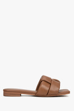 Women's Brown Flat Sandals made of Genuine Leather Estro ER00114722.