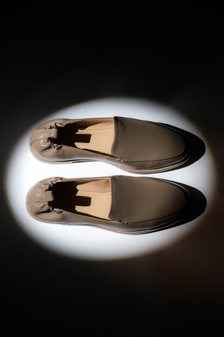 Women's brown leather loafers with soft heel counter by Estro