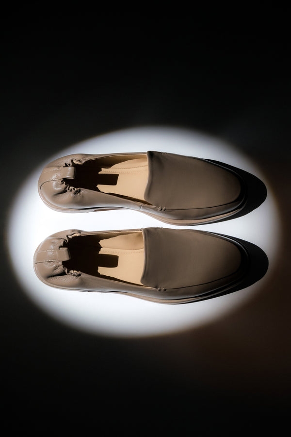 Women's brown leather loafers with soft heel counter by Estro