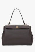 Women's Saddle Brown Satchel Handbag made of Premium Italian Leather Estro ER00117033.