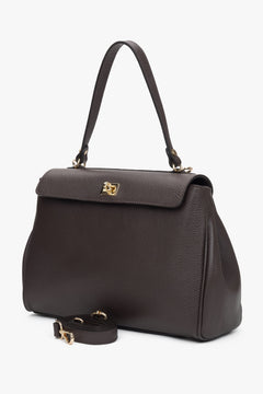 Women's Dark Brown Satchel Handbag by Estro Crafted from Premium Italian Leather.