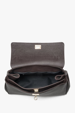 Women's Dark Brown Satchel Handbag Made with Premium Italian Leather.