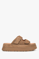Women’s Brown Platform Slides made of Genuine Velour Estro ER00119939.