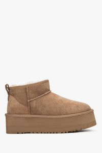 Women's Brown Platform Snow Boots made of Genuine Velour with Fur Lining Estro ER00118698.