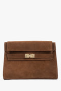 Women’s Brown Shoulder Bag made of Premium Italian Genuine Velour Estro ER00118737.