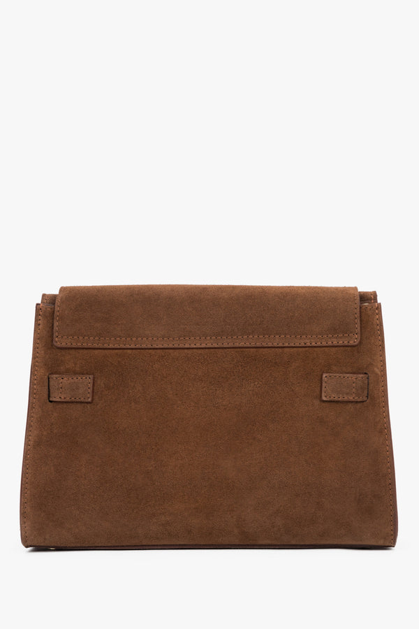 Brown women’s shoulder bag made of Premium Italian genuine velour.