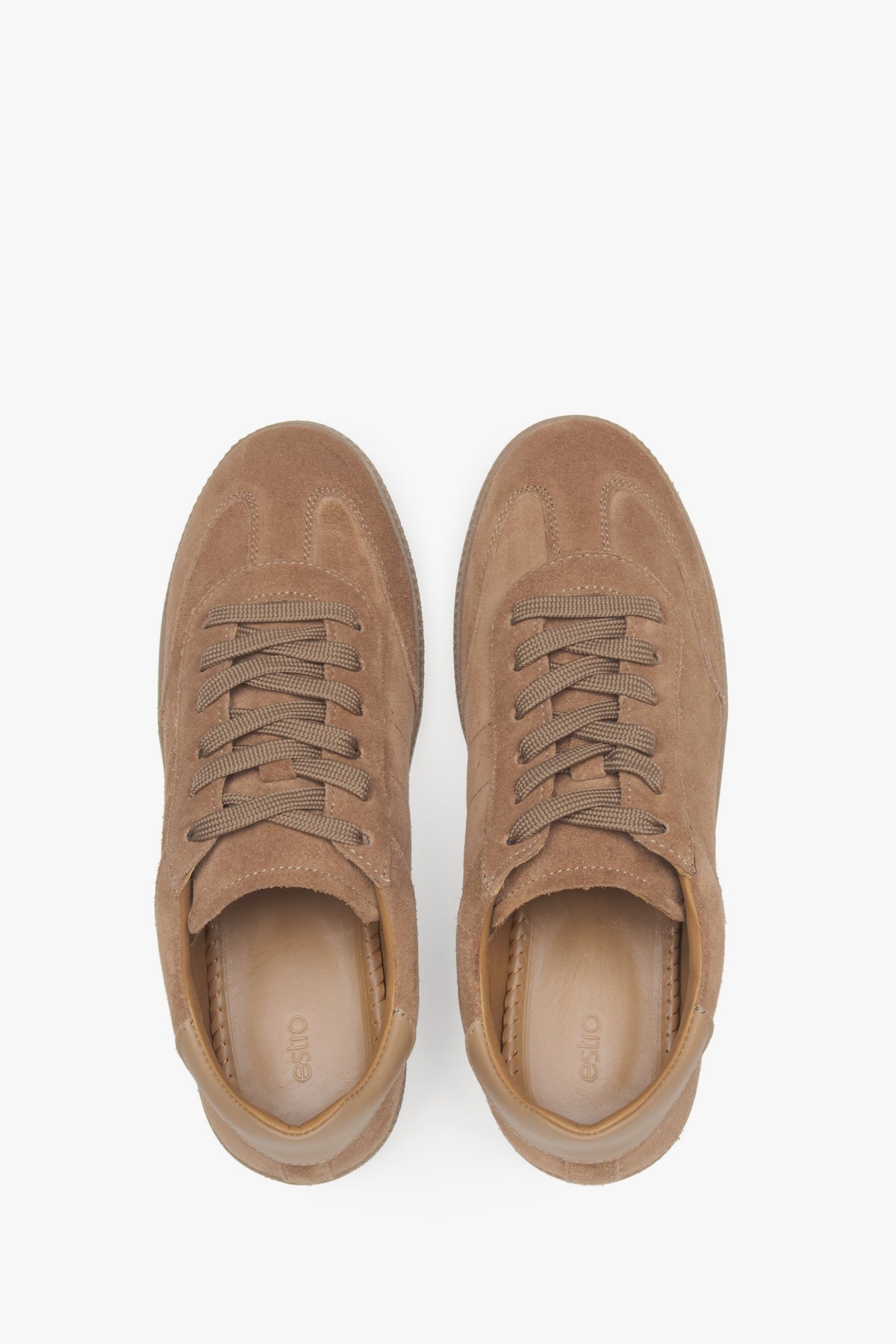 Women’s sneakers in a brown shade, crafted from high-quality genuine Italian velour.