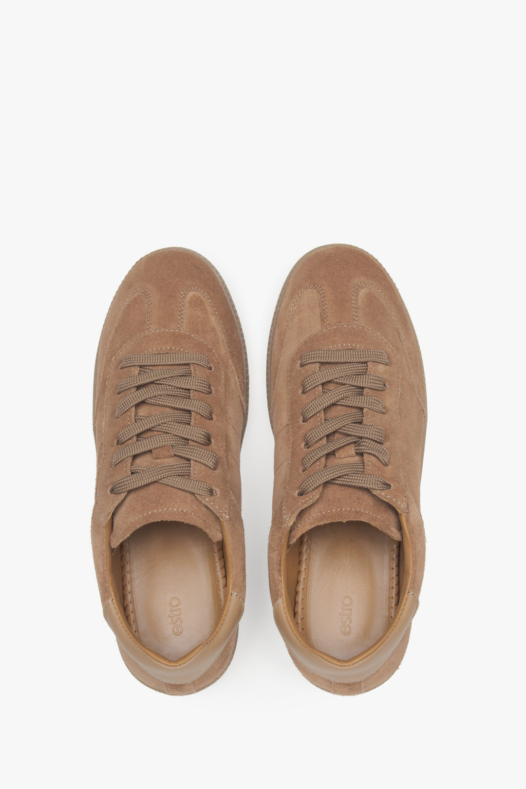 Women’s sneakers in a brown shade, crafted from high-quality genuine Italian velour.