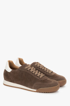 Brown women’s sneakers in premium Italian natural velour with a flexible sole.
