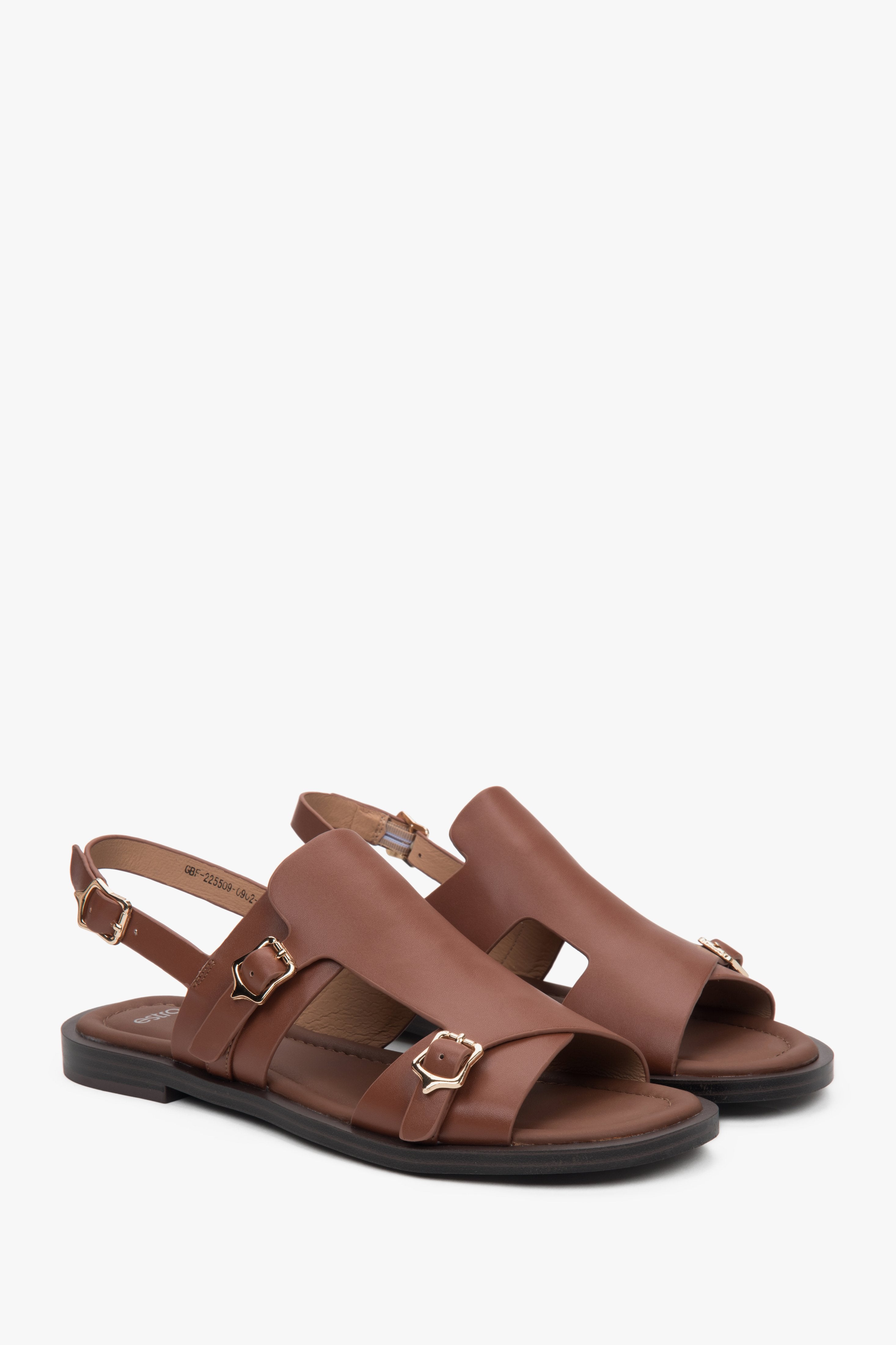Women’s Brown Strappy Sandals in Genuine Leather Estro ER00117115.
