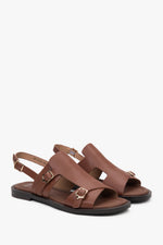 Women’s Brown Strappy Sandals in Genuine Leather Estro ER00117115.