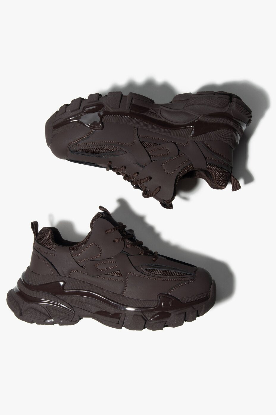 Women's Saddle Brown Low-Top Chunky Platform Sneakers ES8 ER00114314.