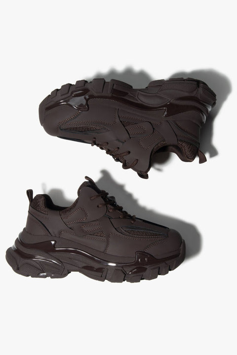 Women's Saddle Brown Low-Top Chunky Platform Sneakers ES8 ER00114314.