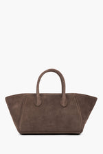 Women’s Brown Top-Handle Tote Bag made of Genuine Velour Estro ER00119881.