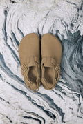 Stylish brown women's clogs by Estro, made from soft natural velour – perfect for summer.