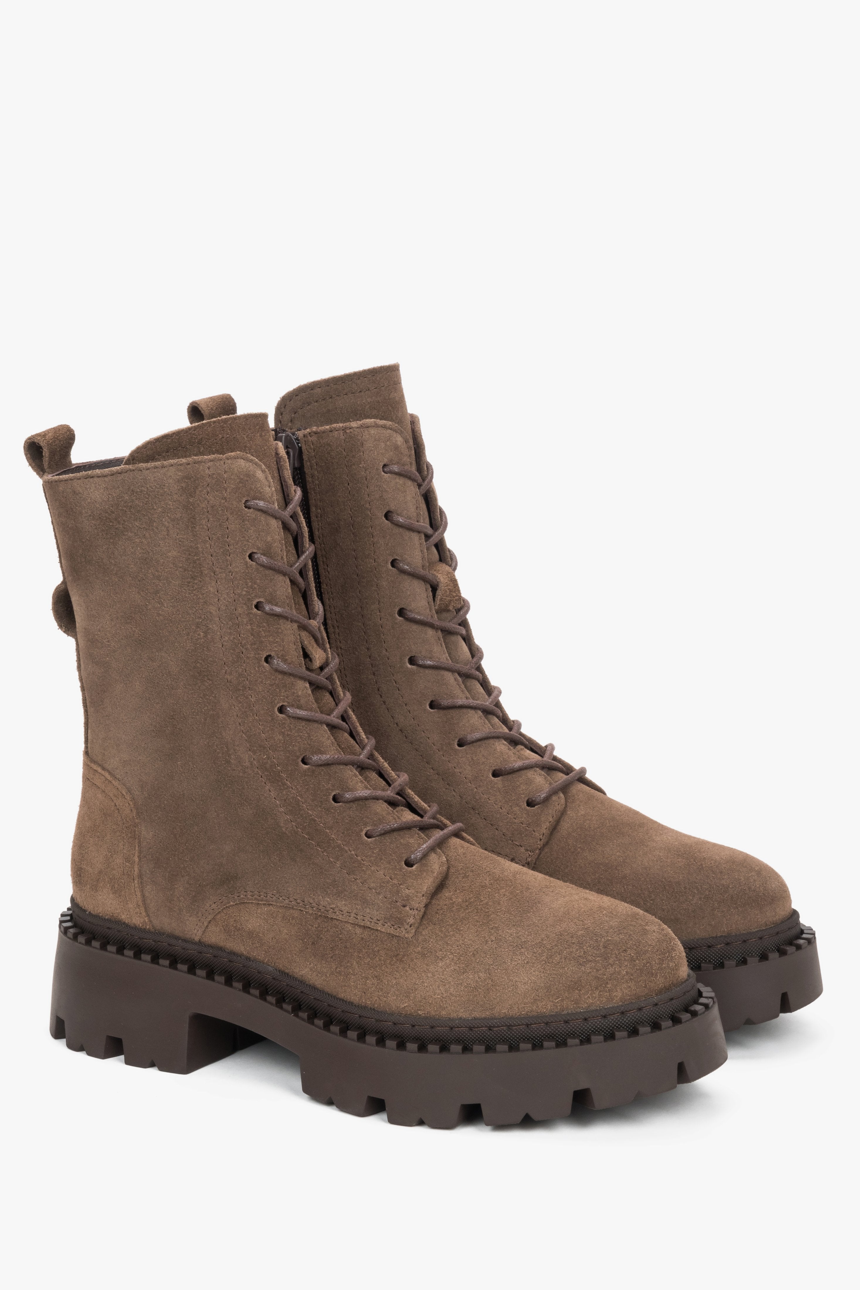 Brown Ankle Boots for Women Crafted from Genuine Italian Velour by Estro.