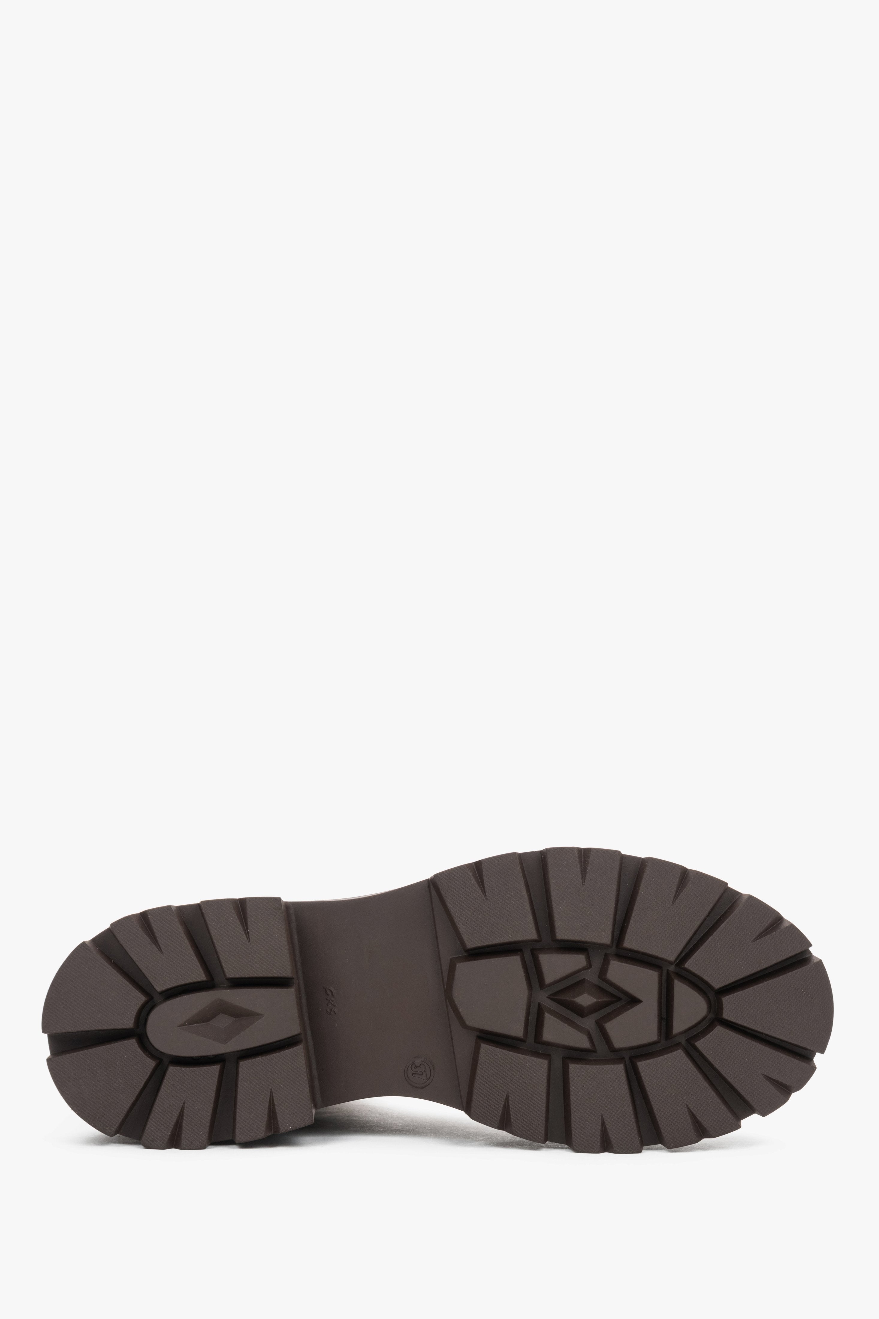Women's Ankle Boots in Brown Made with Genuine Italian Velour by Estro - shoe sole.