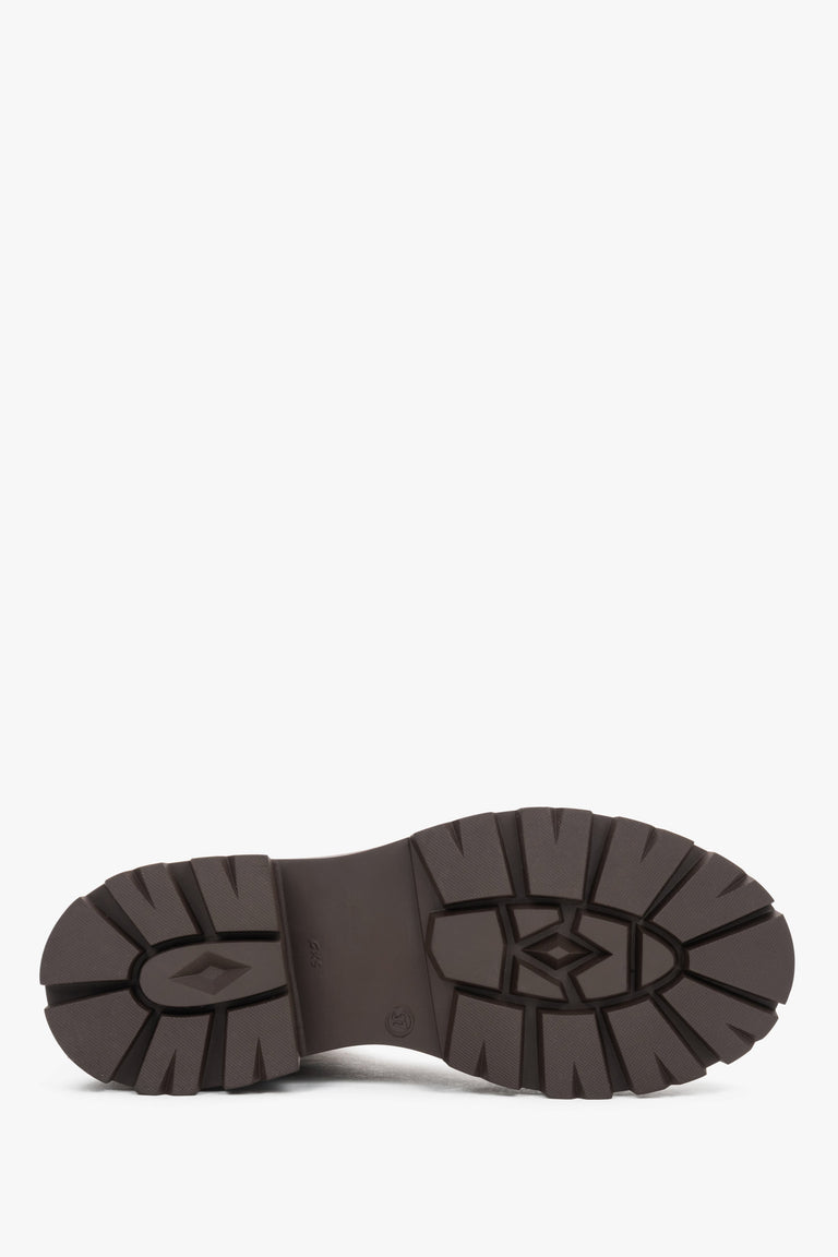 Women's Ankle Boots in Brown Made with Genuine Italian Velour by Estro - shoe sole.
