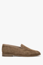 Women's brown velour loafers for narrow feet by Estro