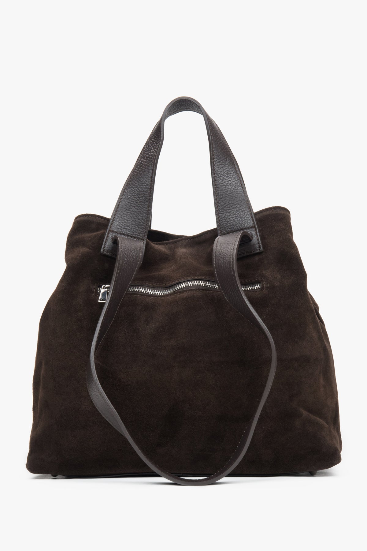 Women's Saddle Brown Velour Shopper Bag Crafted in Italy. 