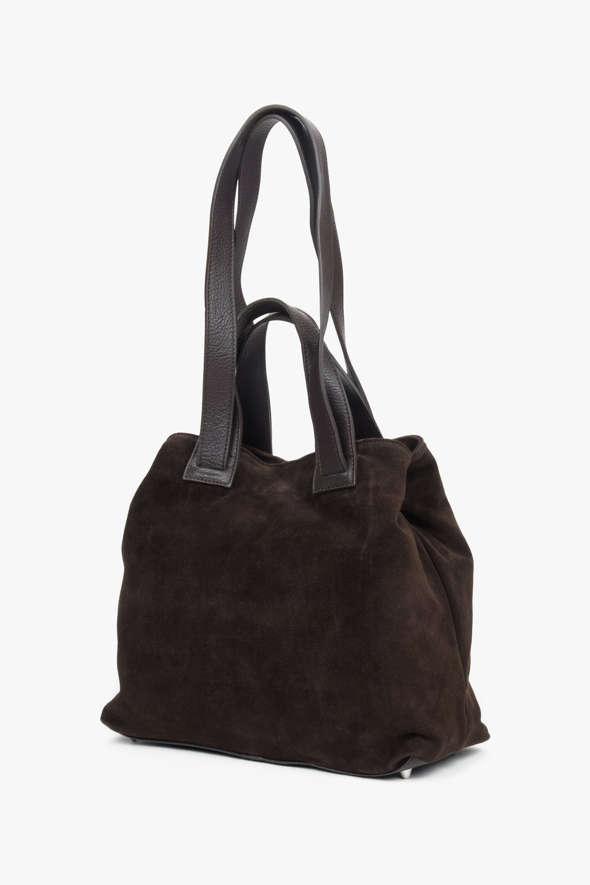 Saddle Brown Velour Italian Bag from Estro. 