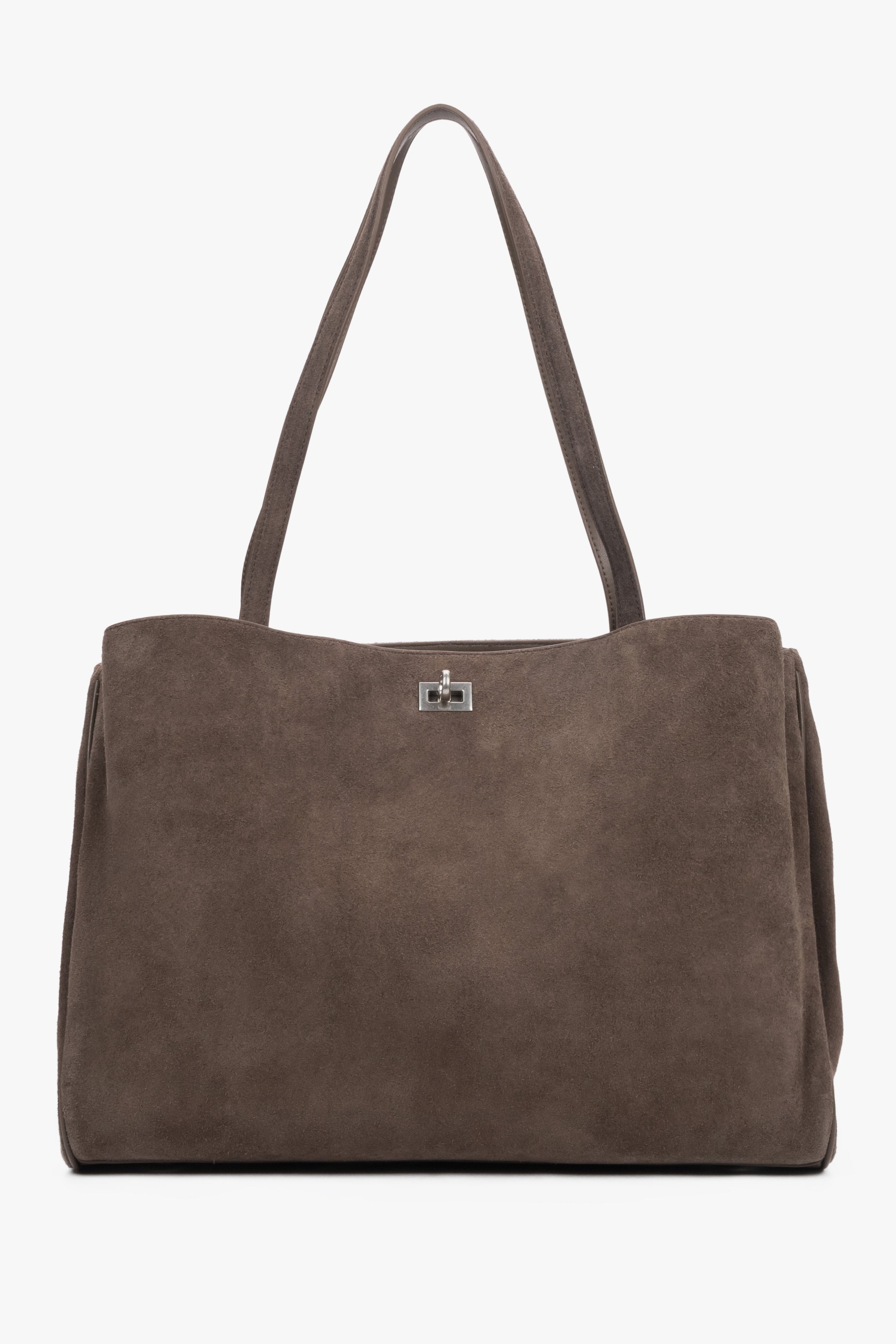 Women's brown velour shopper bag by Estro