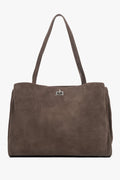 Women's brown velour shopper bag by Estro