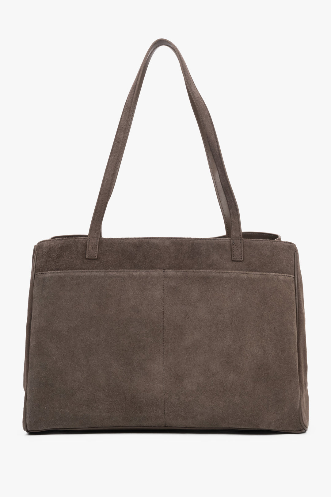Back view of women's brown velour shopper bag by Estro