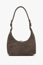 Women's Brown Genuine Velour Shoulder Bag in Half-Moon Shape Estro ER00116829.