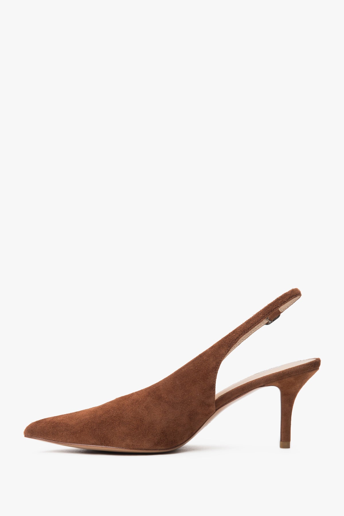 Estro women's brown slingback heels in velour.