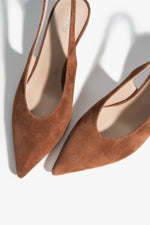 Classic brown velour slingbacks from Estro.