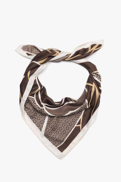 Women's Brown & White Floral Pattern Neckerchief Estro ER00118513.