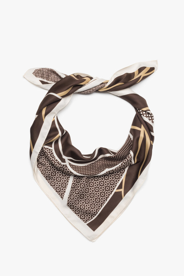 Women's Brown & White Floral Pattern Neckerchief Estro ER00118513.