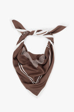 Women's Brown and White Neckerchief with a Subtle Geometric Pattern Estro ER00120136.