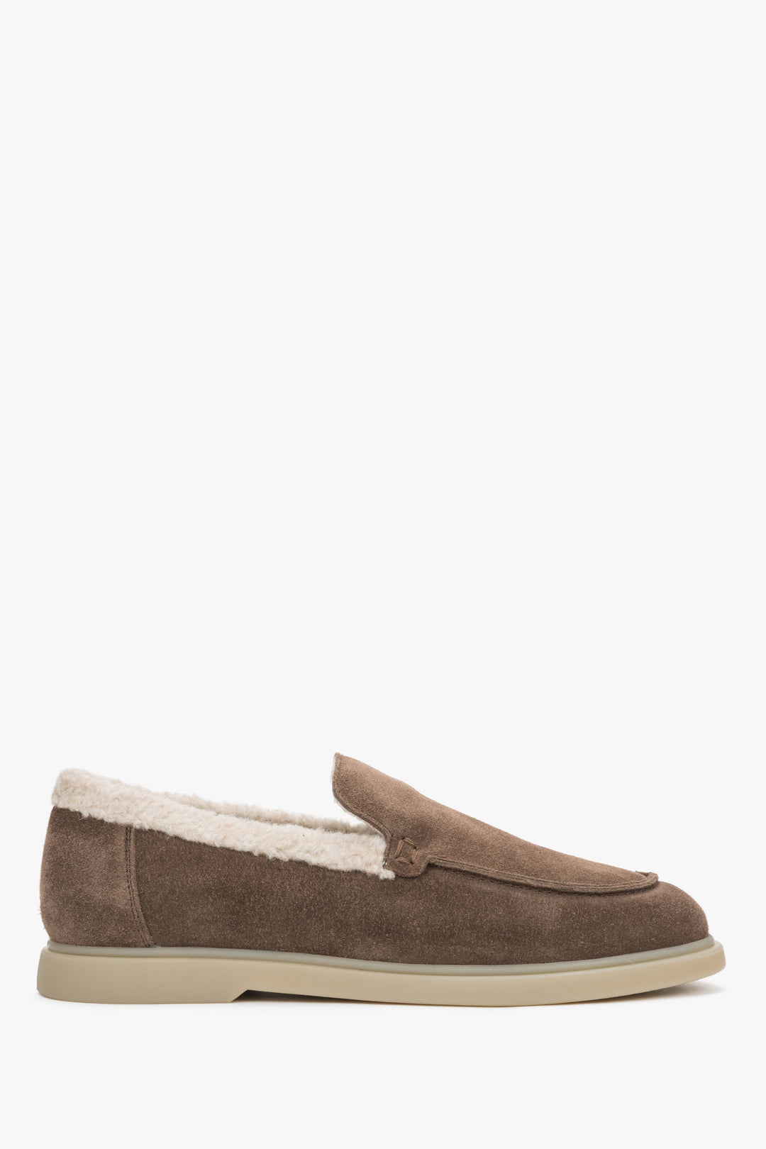 Women's Brown Winter Faux Fur-Lined Velour Loafers Estro ER00120710.