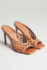 Women's Brown Woven Mules made of Premium Italian Leather Guglielmo Rotta ER00119713.