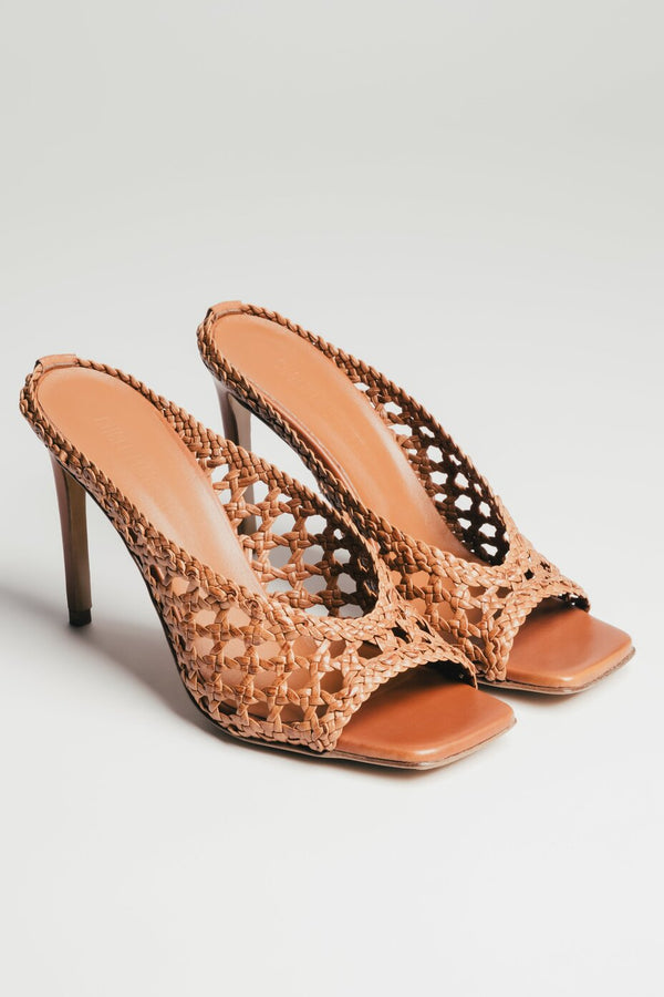 Women's Brown Woven Mules made of Premium Italian Leather Guglielmo Rotta ER00119713.
