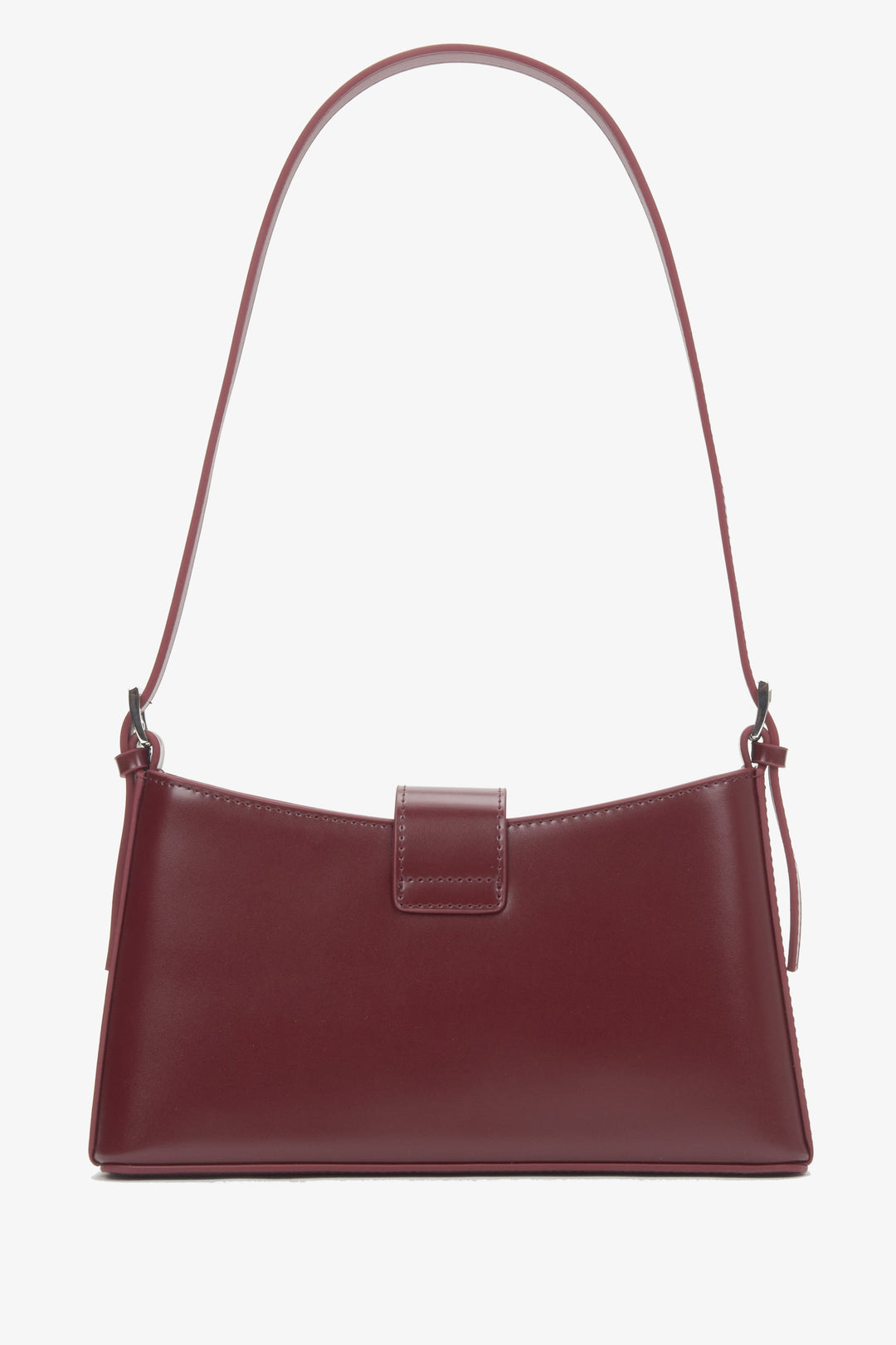 Estro – women's burgundy genuine leather shoulder bag with silver hardware.