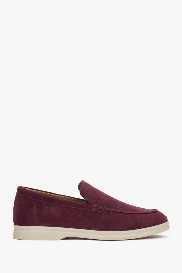 Women's Burgundy Velour Loafers.