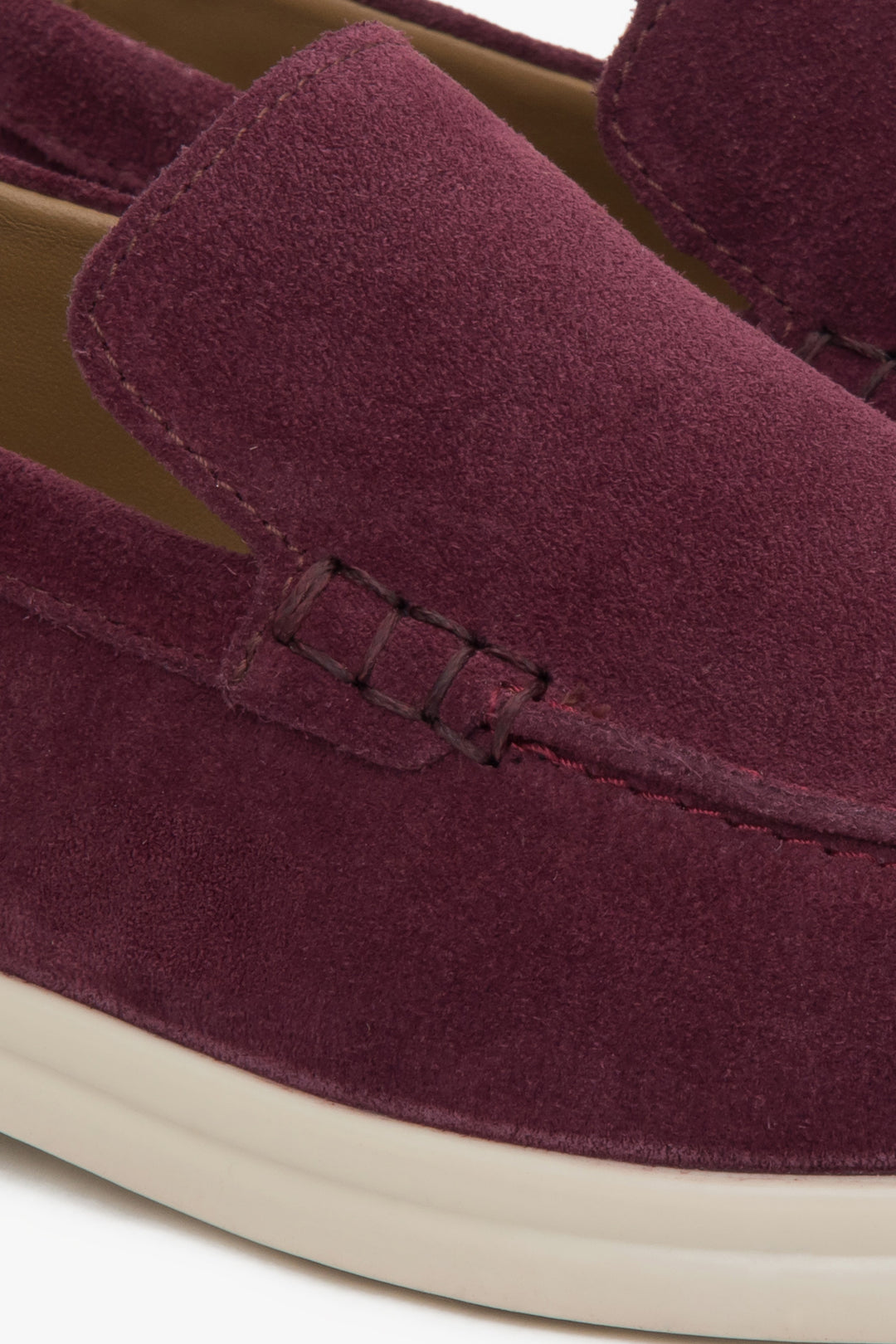 Burgundy Velour Loafers: Estro for Women. 