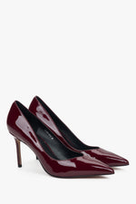 Women’s dark red high heel shoes made of patent leather Estro.