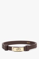 Women's Burgundy Belt made of Premium Italian Genuine Leather with Gold Buckle Estro ER00118604.