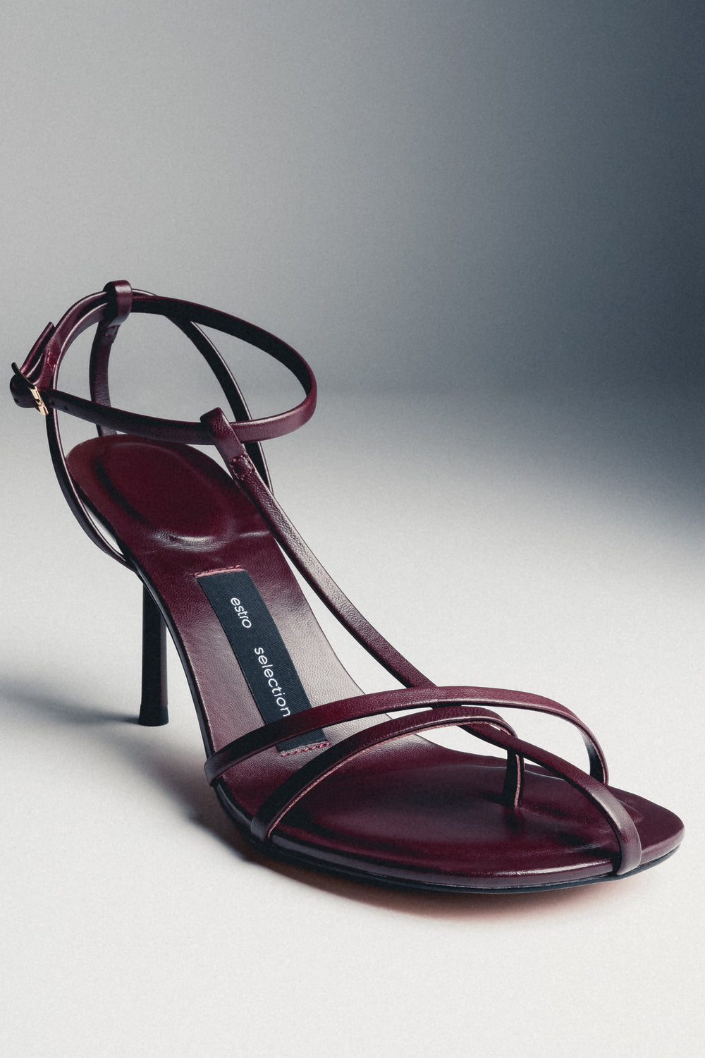 Women's burgundy leather high heel sandals by Estro Selection