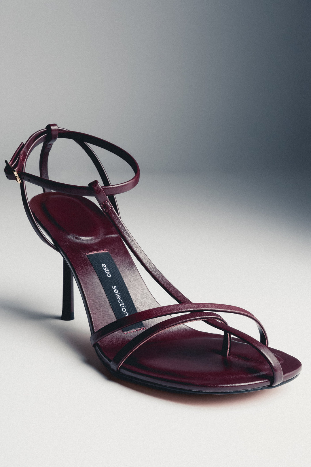 Women's burgundy leather high heel sandals by Estro Selection