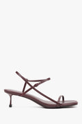 Women’s Burgundy Leather Low-Heeled Sandals with Thin Straps Estro ER00119856.