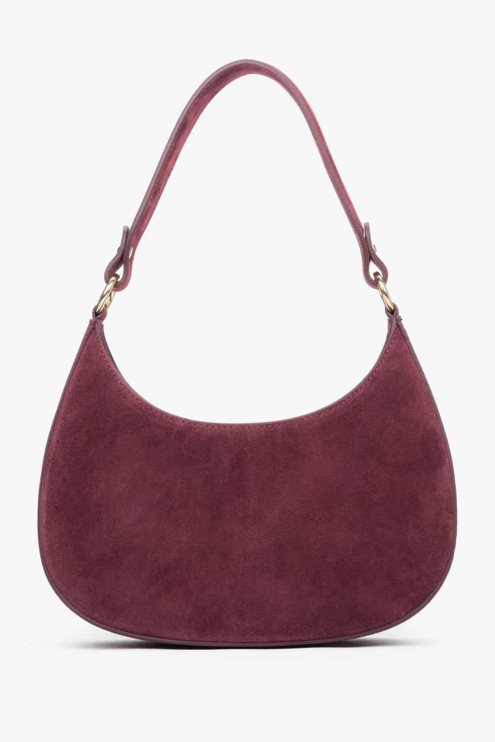 Women's Burgundy Shoulder Bag made of Premium Genuine Italian Velour Estro ER00118163.