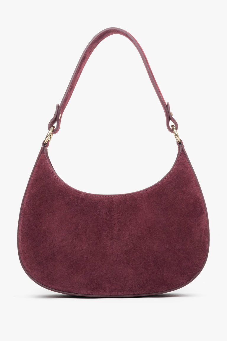 Women's Burgundy Shoulder Bag made of Premium Genuine Italian Velour Estro ER00118163.